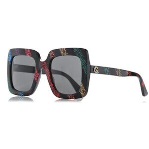 GUCCI Square Oversized Sunglasses In Glitter Rainbow/Grey